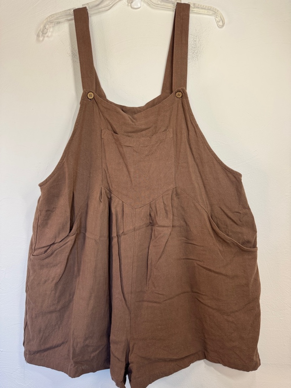 Relaxed Cotton/Linen Blend Romper Jumpsuit in Brown Boho Neutral Minimalist